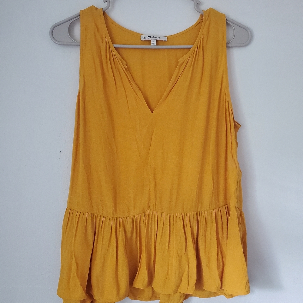Madewell Mustard Yellow Sleeveless Peplum Tank